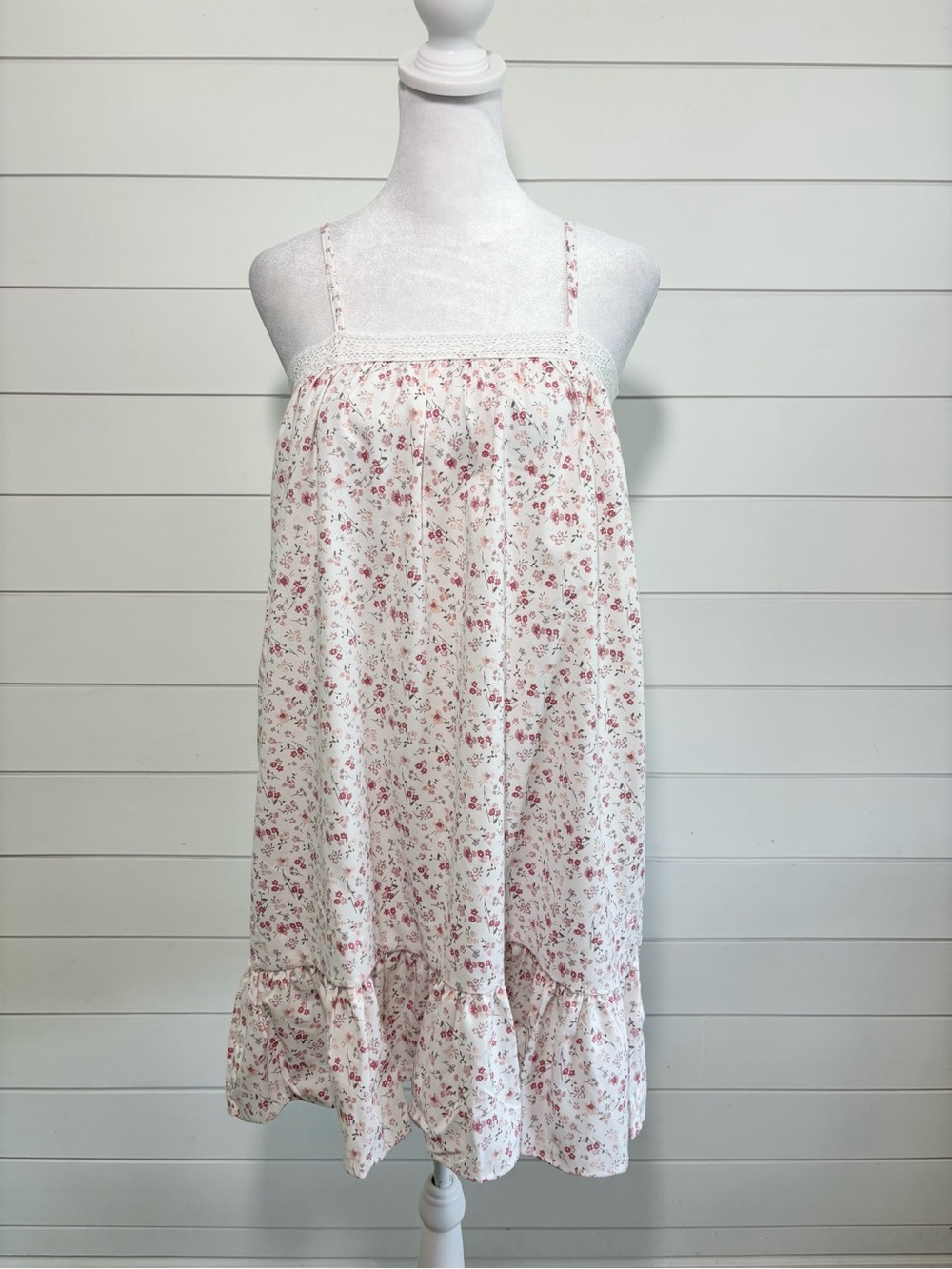 PRTITE PLUME Floral White & Pink Cotton Blend Slip  Pajamas size 8